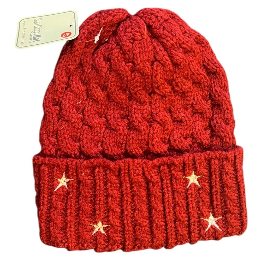 San Diego Hat Company Red Cable Knit Beanie Women’s O/S — image 2 of 6